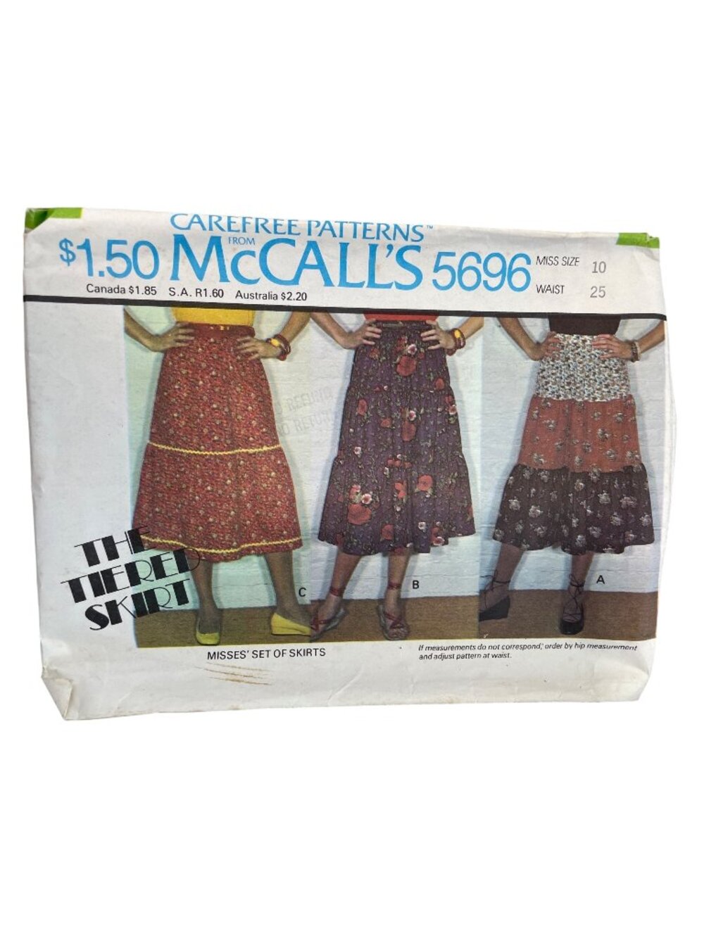 Vintage 70s McCall’s 5696 Sewing Pattern Size 10 Misses Tiered Skirts Retro CUT